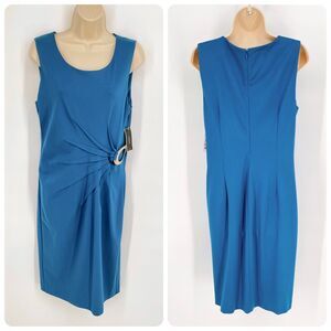Alfani London Blue Dress NEW Womens Sz 10 Sheath Sleeveless Sunburst Pleats